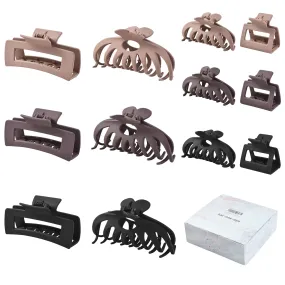 12 Pack Hair Claw Clips include 4.1 inch Large Clip and 2 inch Small Clip for Thick Thin Hair, Strong Hold jaw clip Big Non-slip Matte Hair Clips for Women,Neutral Colors