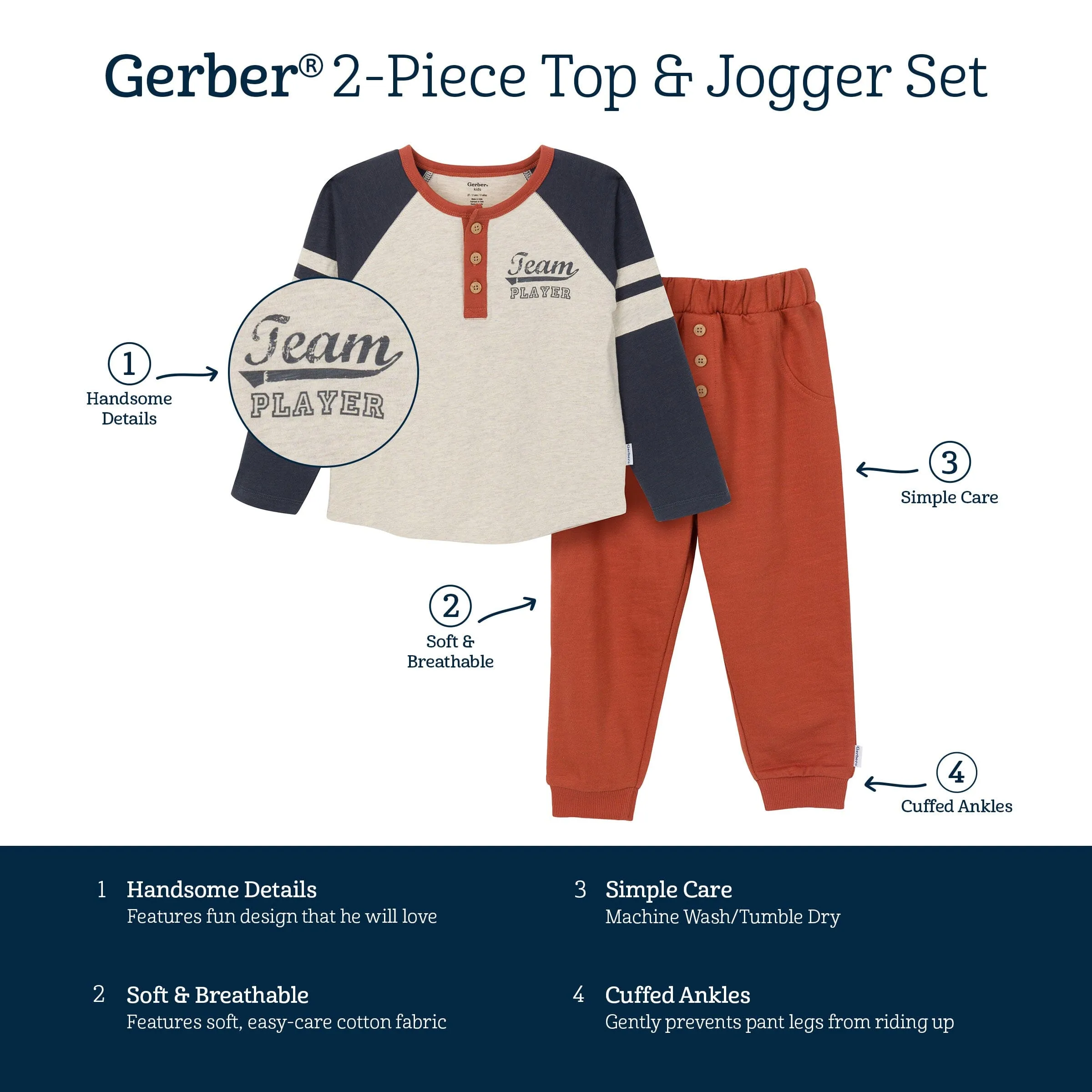 2-Piece Toddler Boys Team Player Top & Joggers Set