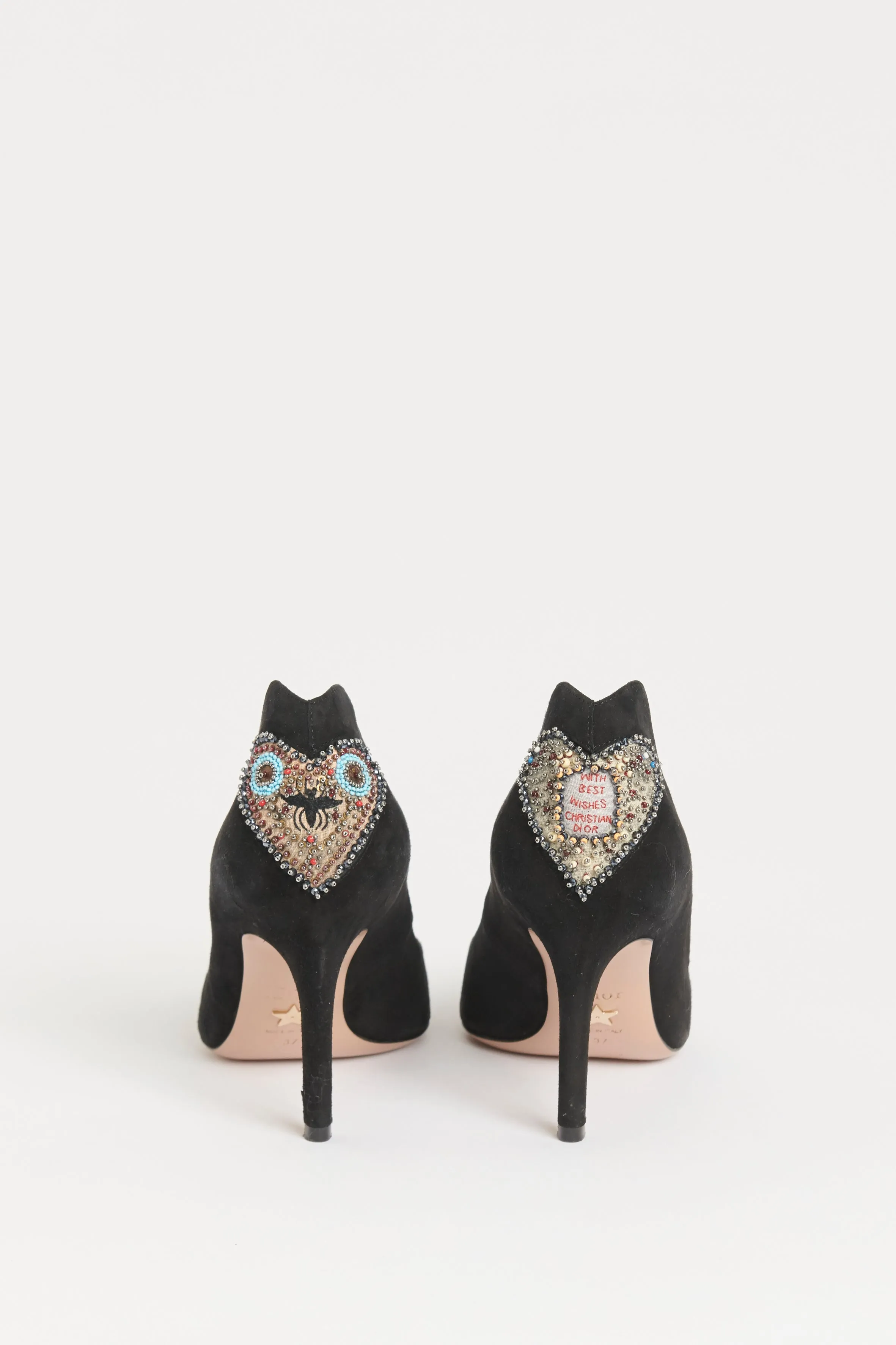 2017 Black Suede Embellished Preowned Pumps