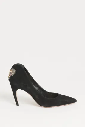 2017 Black Suede Embellished Preowned Pumps