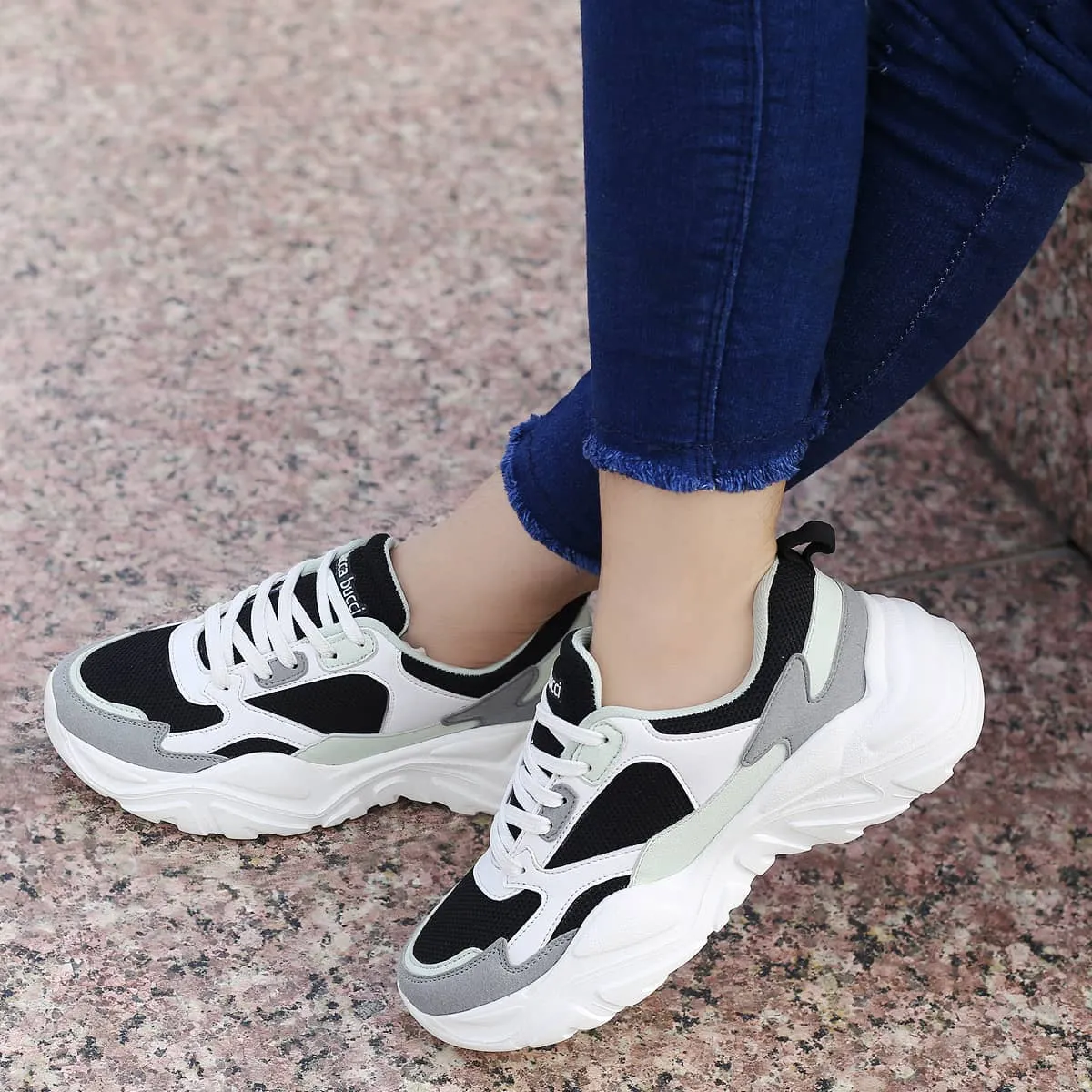 Bacca Bucci SPARK Low-top Platform ColorBlock Fashion Sneakers For Women | StreetWear Chunky Sneakers