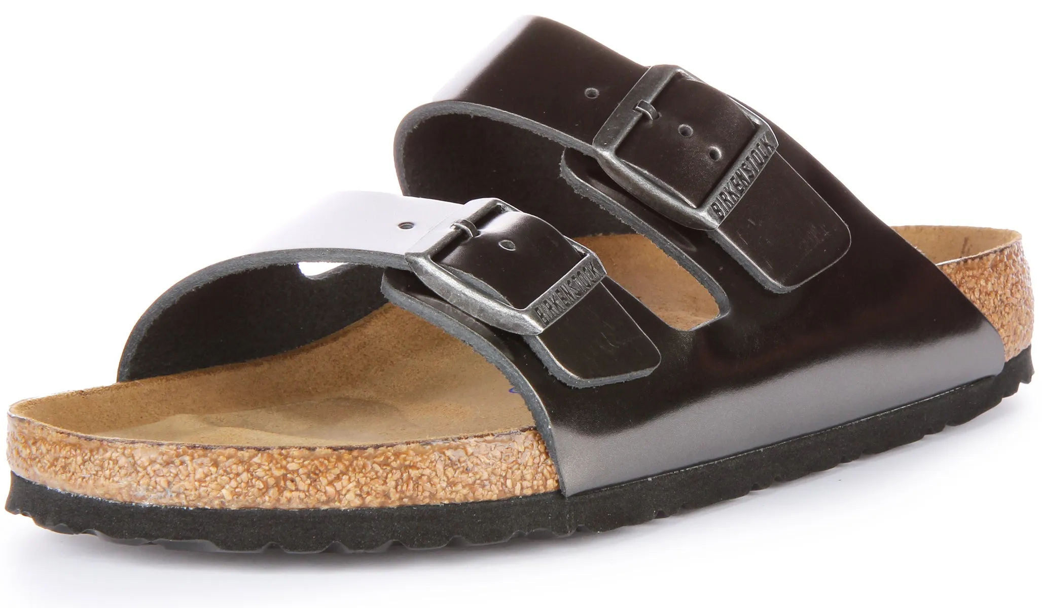 Birkenstock Arizona Natural Leather SFB In Antracite | Regular Fit