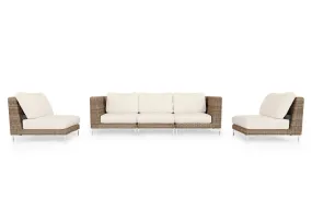 Brown Wicker Outdoor Sofa with Armless Chairs - 5 Seat