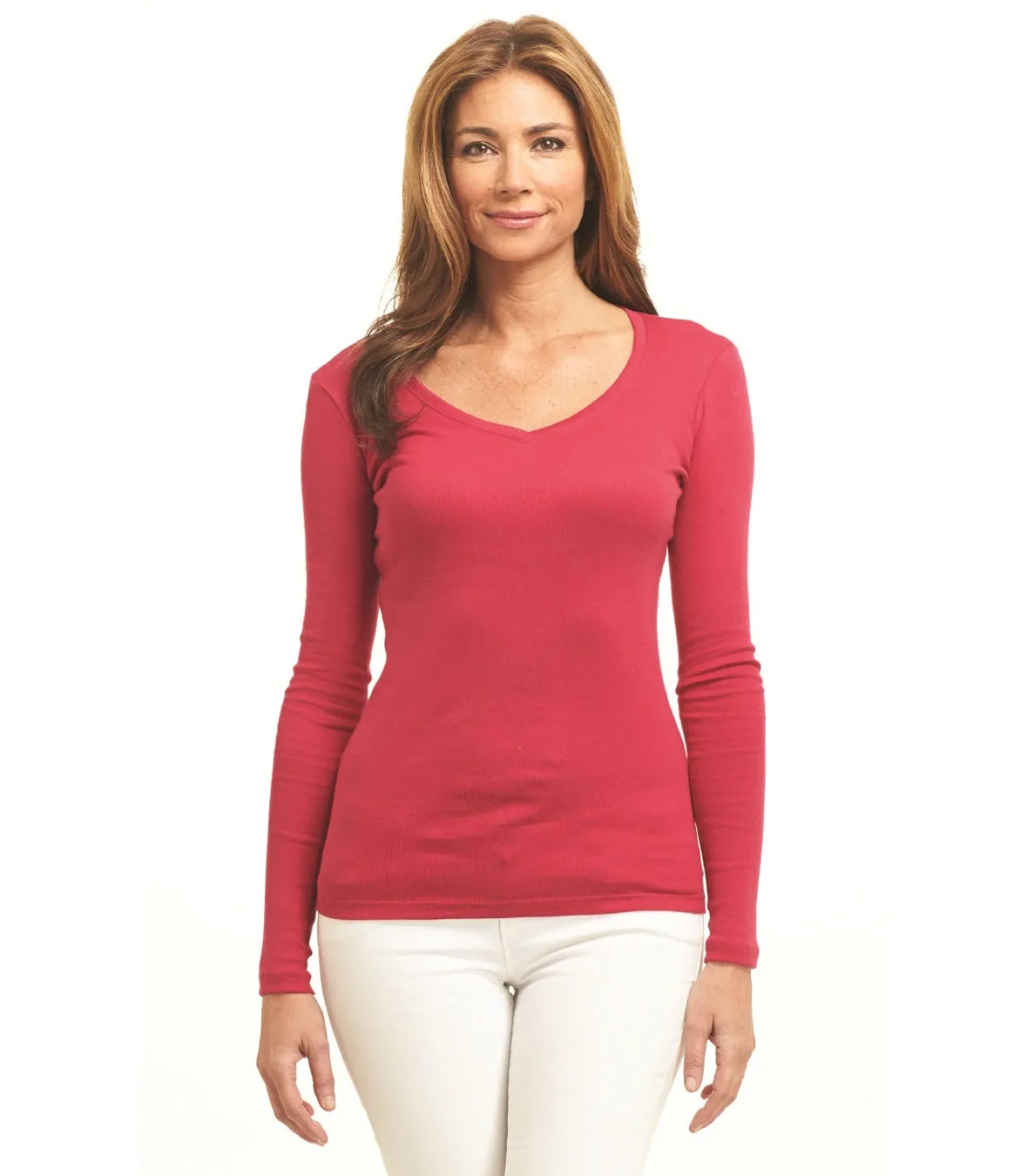 Cotton V-Neck - Long Sleeve