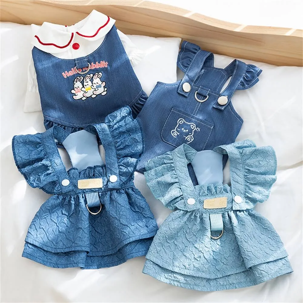 Denim Pinafore Dresses for Dogs - Adorable and Stylish Outfits for Your Pet