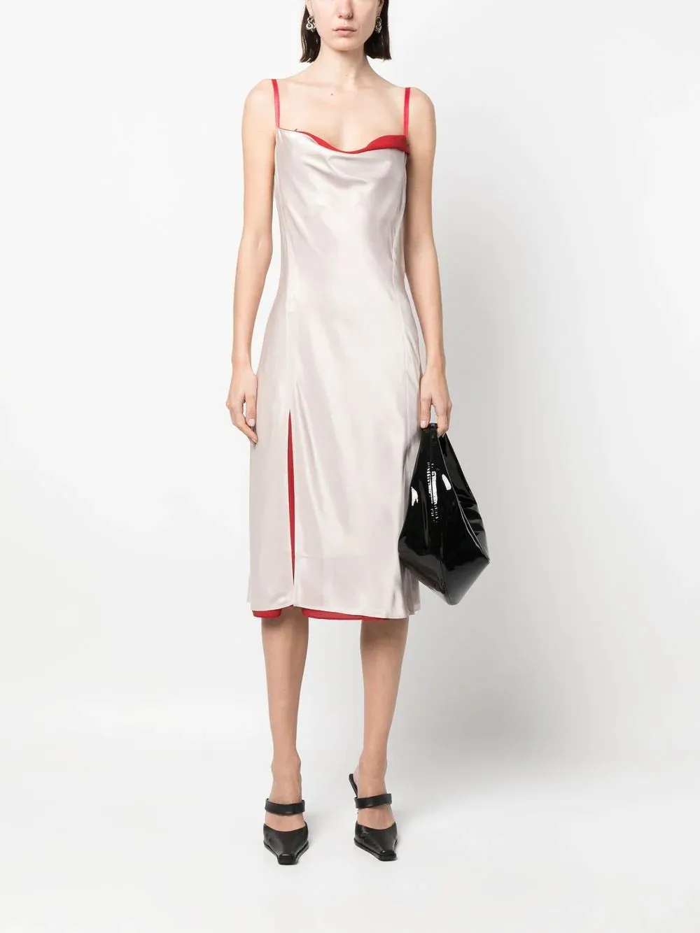 LAYERED SATIN-EFFECT MIDI DRESS