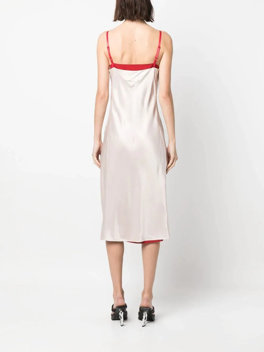 LAYERED SATIN-EFFECT MIDI DRESS