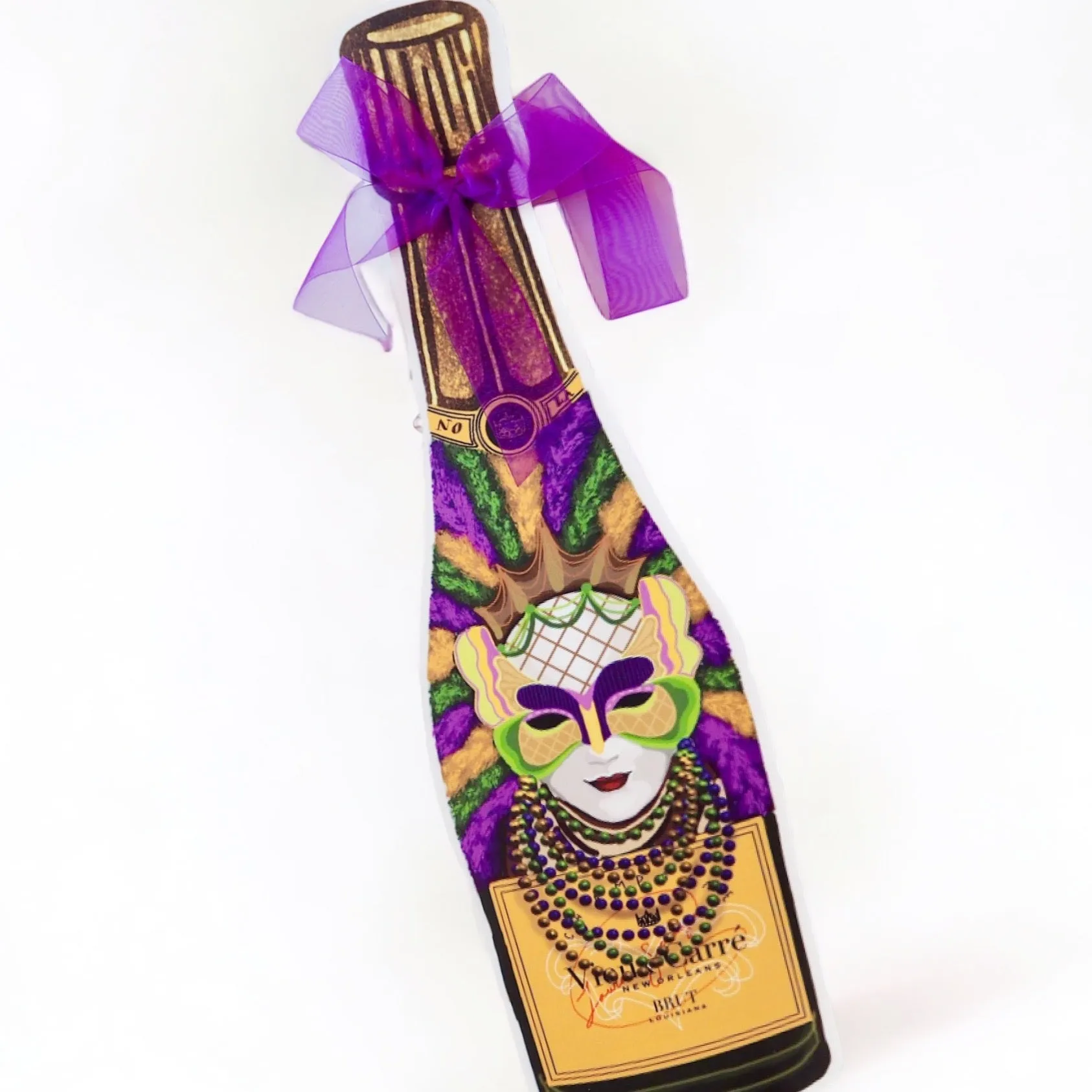 Mardi Gras Mask Champagne Door Hanger