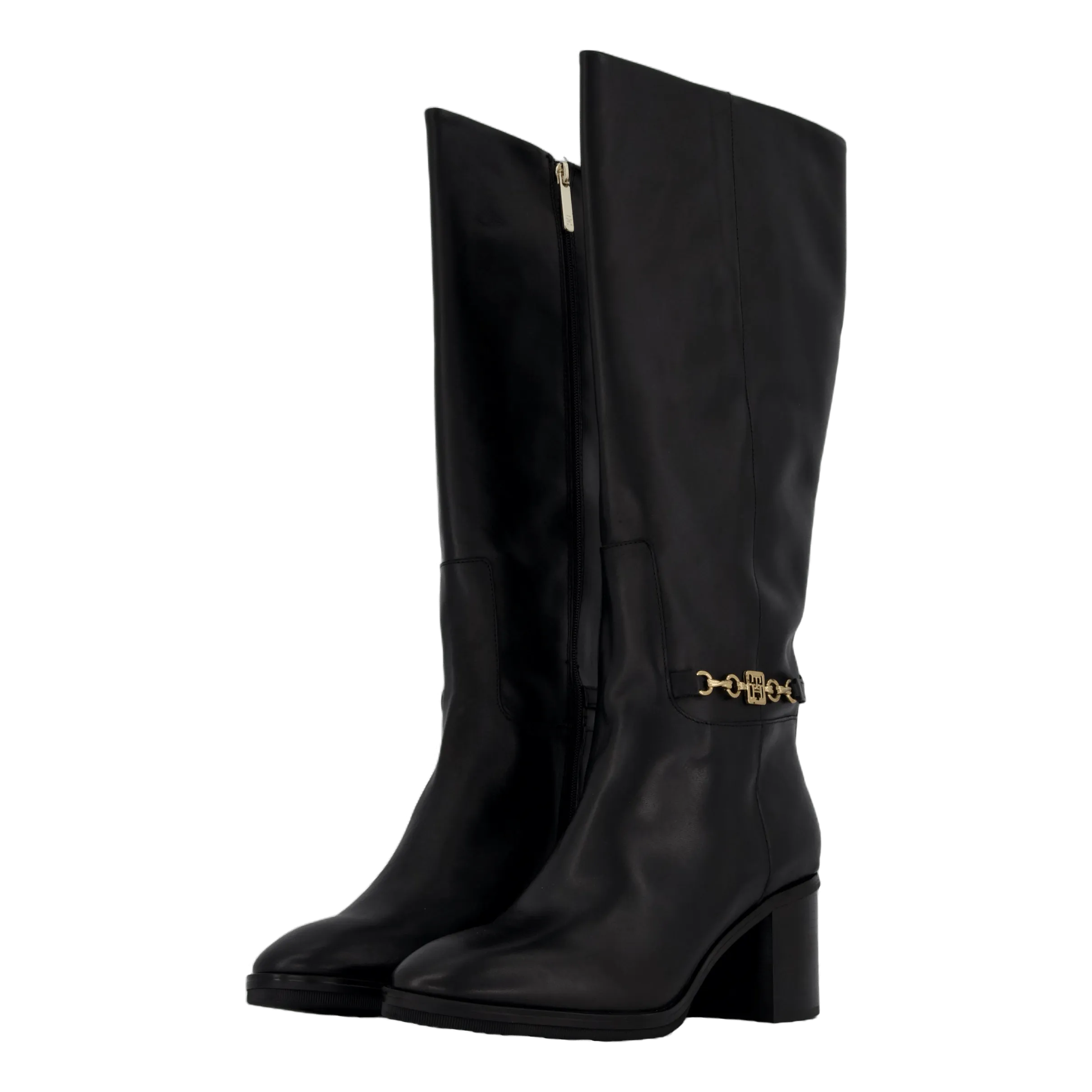 Th Chain Leather Long Boot Black