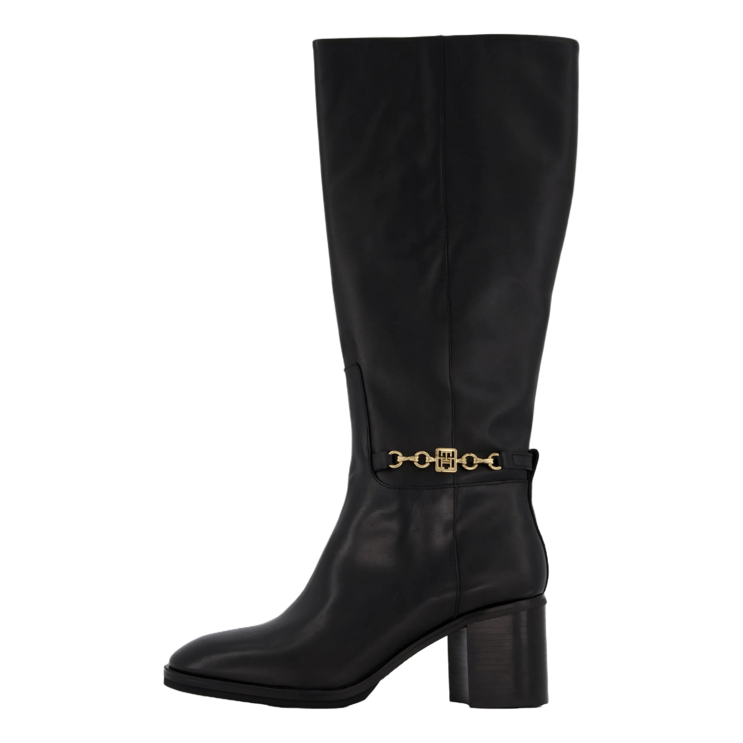 Th Chain Leather Long Boot Black