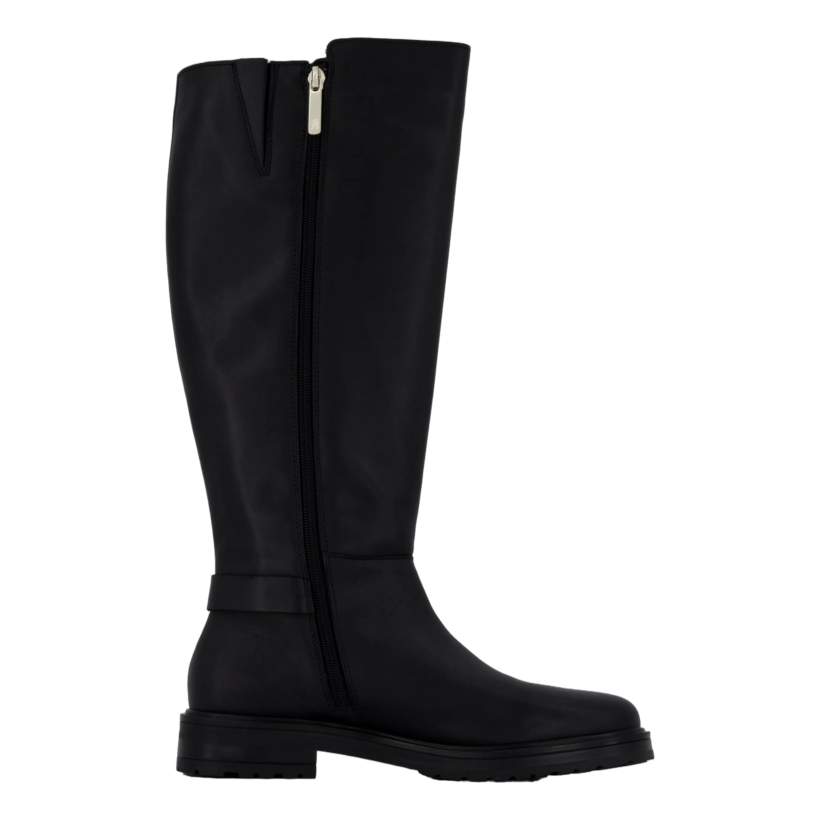 Th Logo Leather Long Boot Black