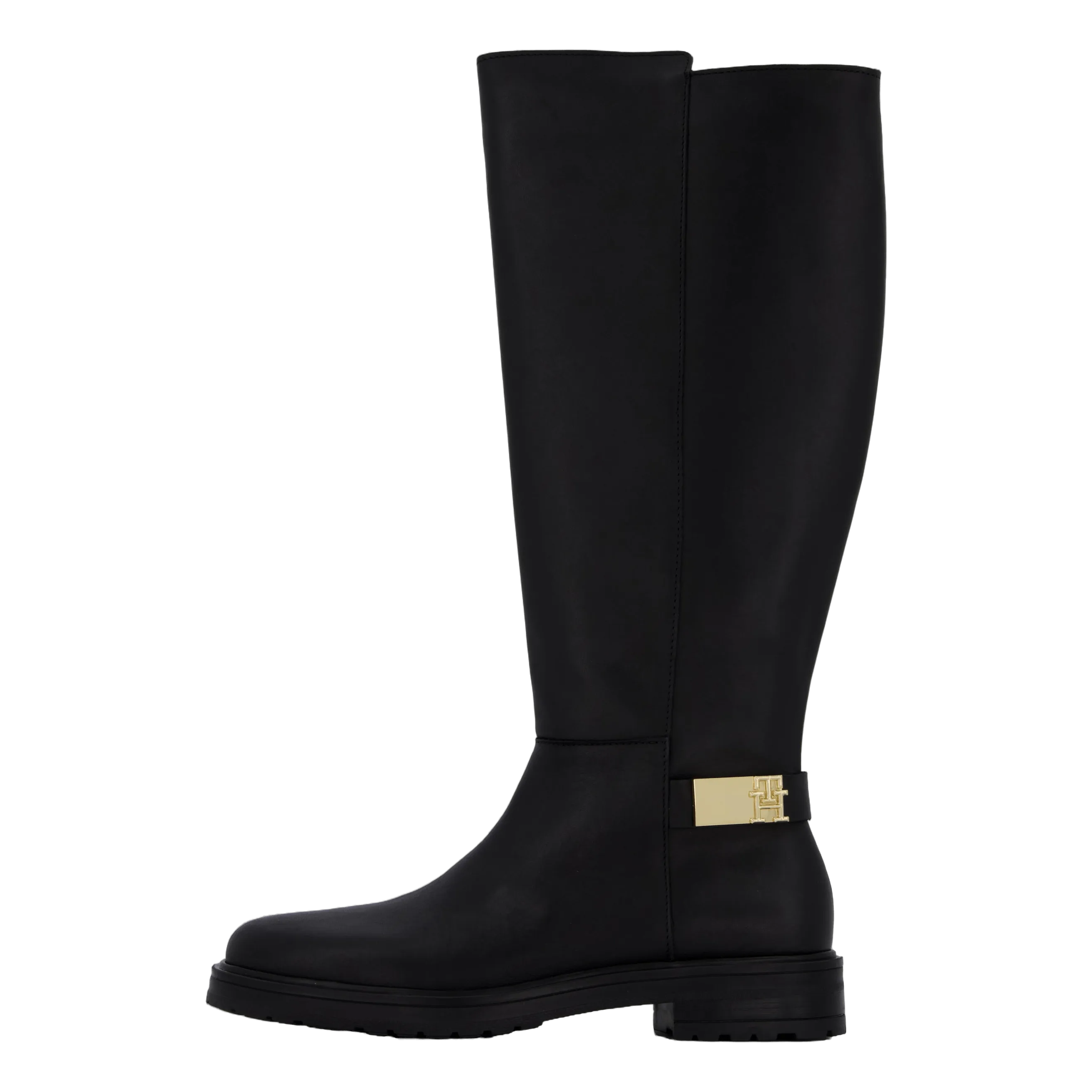 Th Logo Leather Long Boot Black